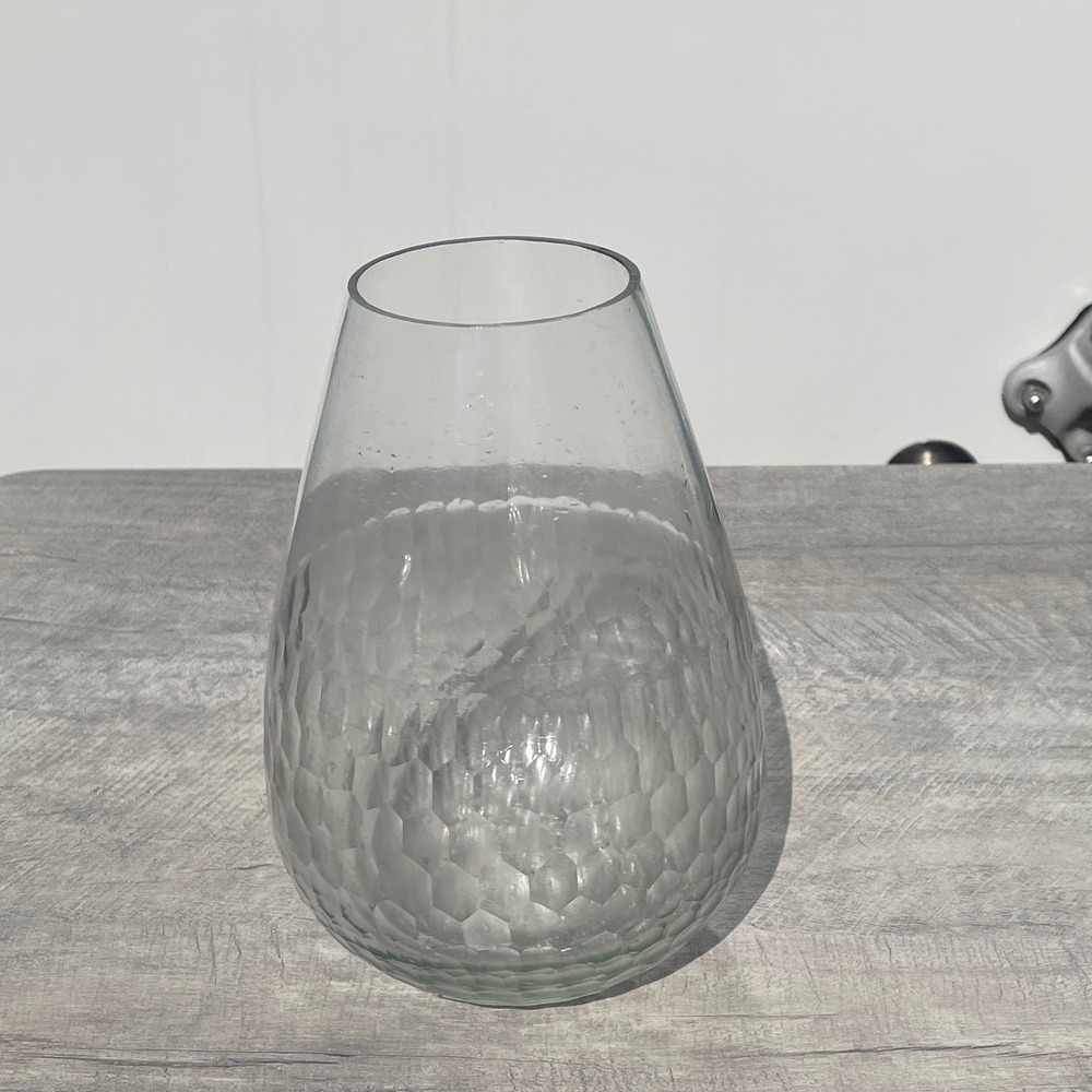 Hammered‎ Clear Glass Honeycomb Texture Tapered Teardrop Bud Vase